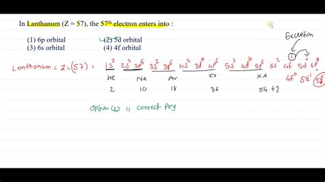 Electron configuration for Lanthanum (element 57). Orbital diagram.